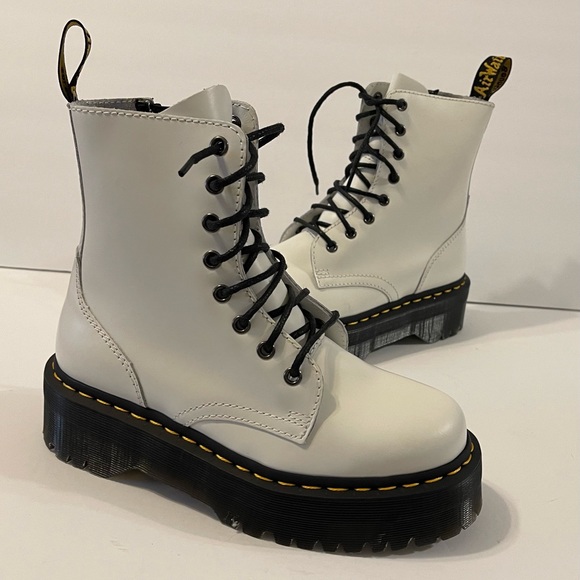 DrMarttens Womens JADON SMOOTH Leather Platform Boots White 7 🐼🎁🎈
